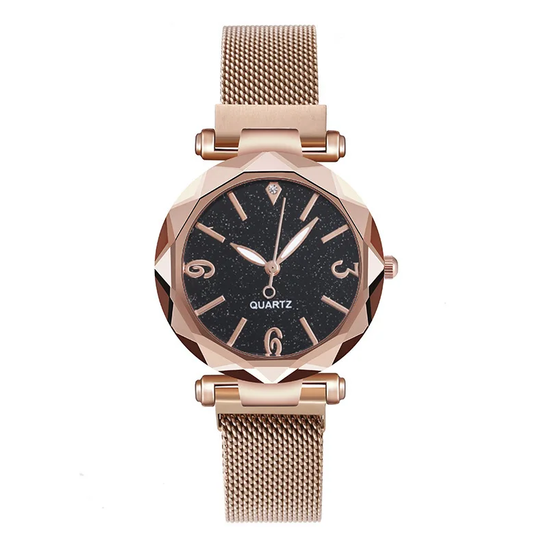 Fashion Women Watches Simple Rose Gold Mesh Belt Magnetic Quartz Wrist Watch Luxury Ladies Business Casual Watch Reloj Mujer