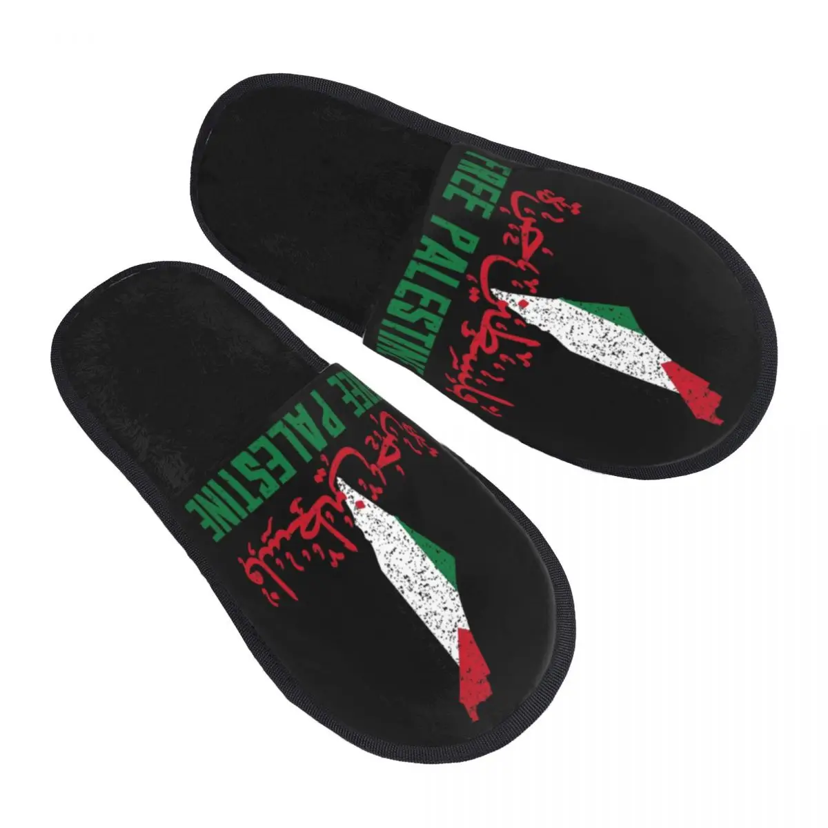 

Free Palestine In Arabic And English Calligraphy House Slippers Comfy Memory Foam Palestinian Flag Map Slip On Spa Slipper Shoes