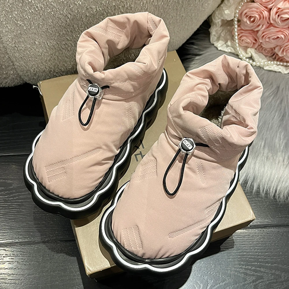 

Winter Waterproof Down Slippers Women Slides Outside Indoor Home Shoes Warm Plush Platform Slipper Closed Back Cotton Shoes