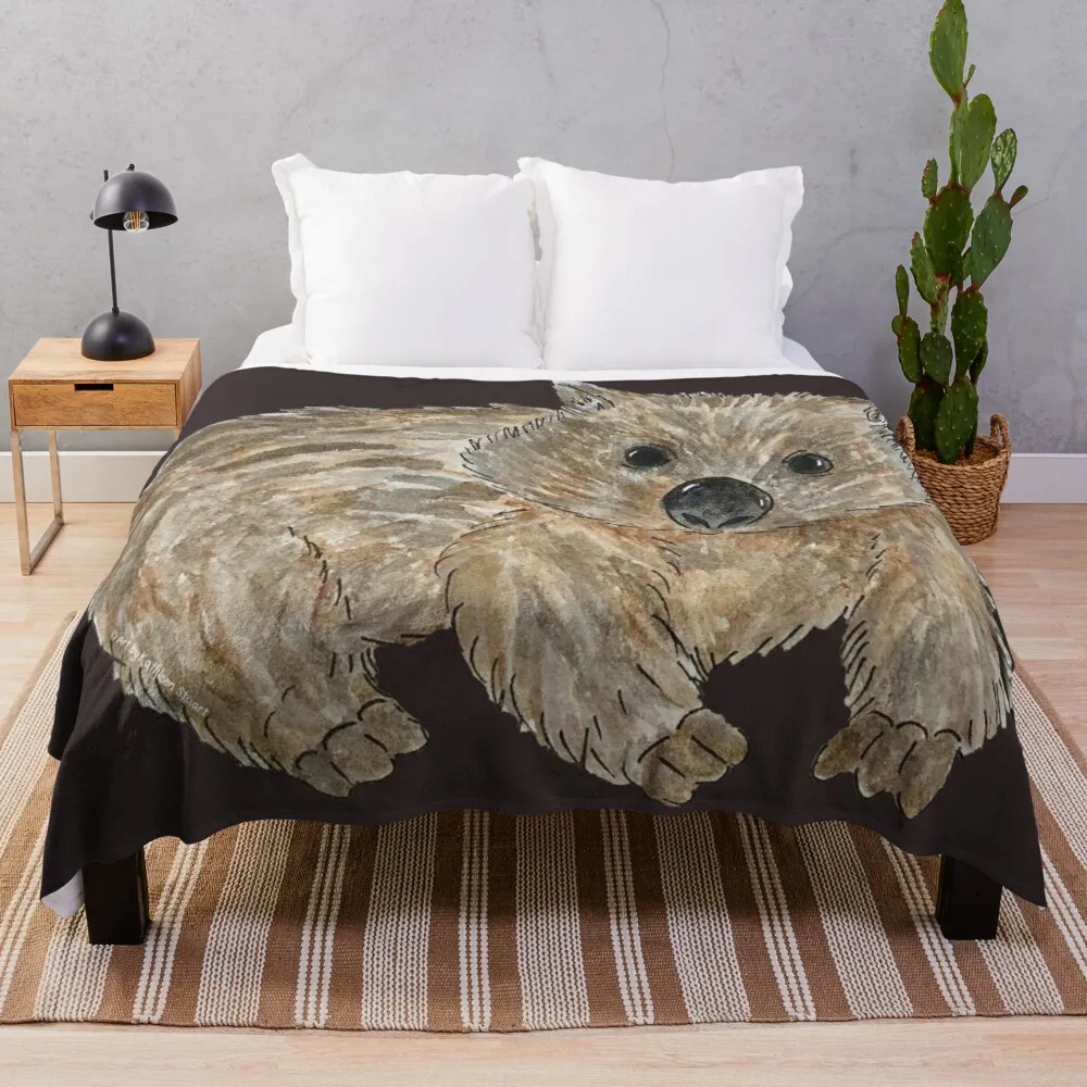 

Wombat - Australian Animal painting Throw Blanket Baby Blanket Cotton Sofa Throw Ultra-Soft Micro Fleece