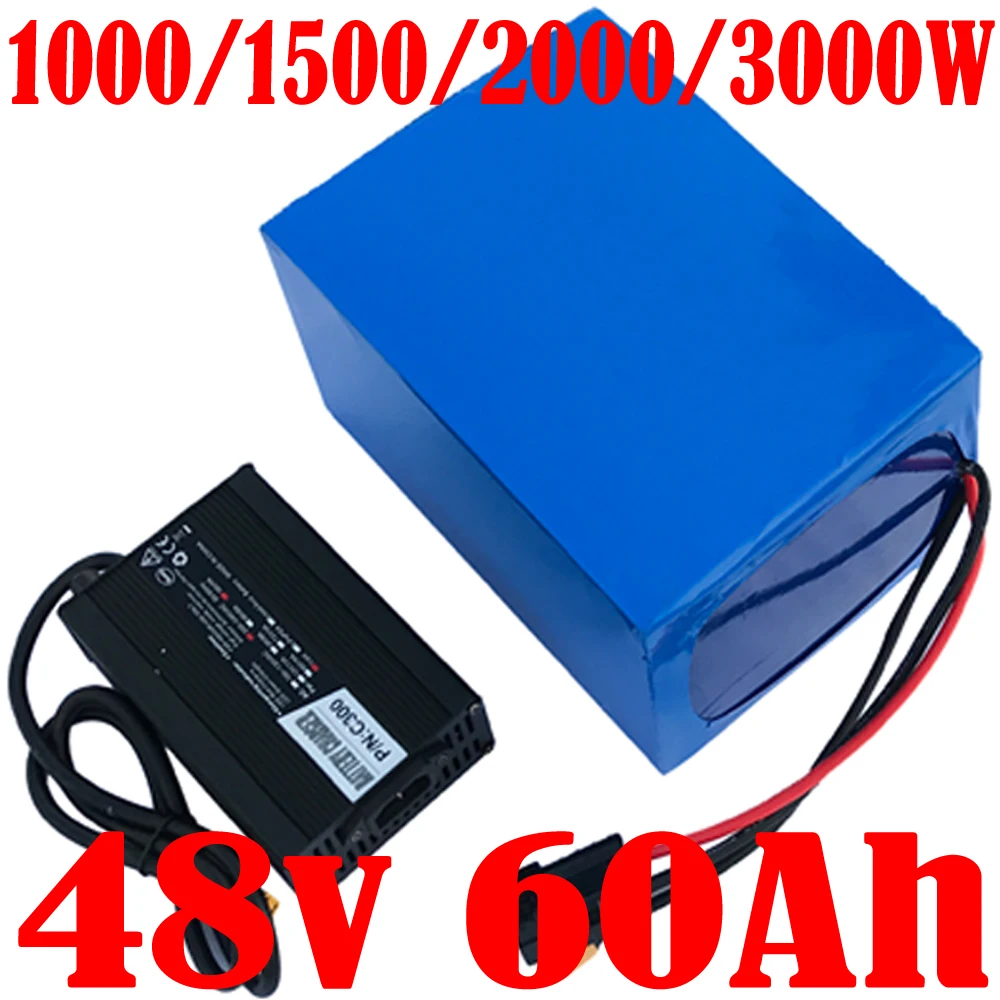

ebike battery 48v battery 48v 60ah lithium battery pack 48v 1000w 1500w 2000w 3000w li-ion electric bicycle bike scooter battery