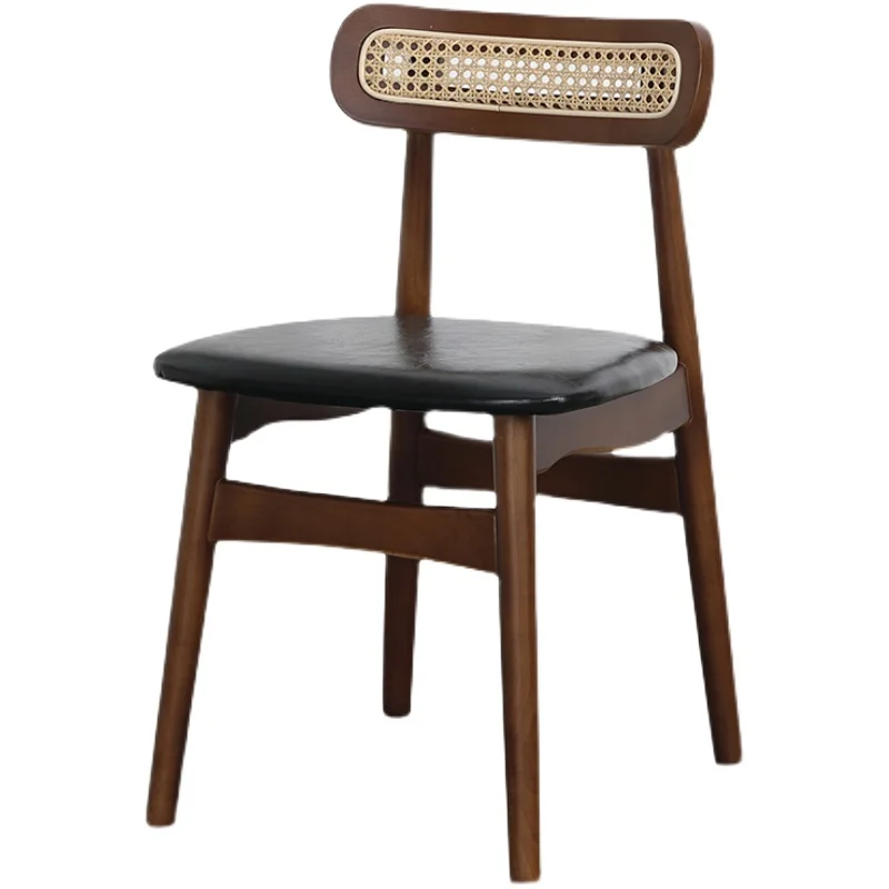 

Nordic Solid Wood Dining Chair Rattan Back Living Room Chairs Balcony Furniture Restaurant Modern Leisure Negotiation Chair