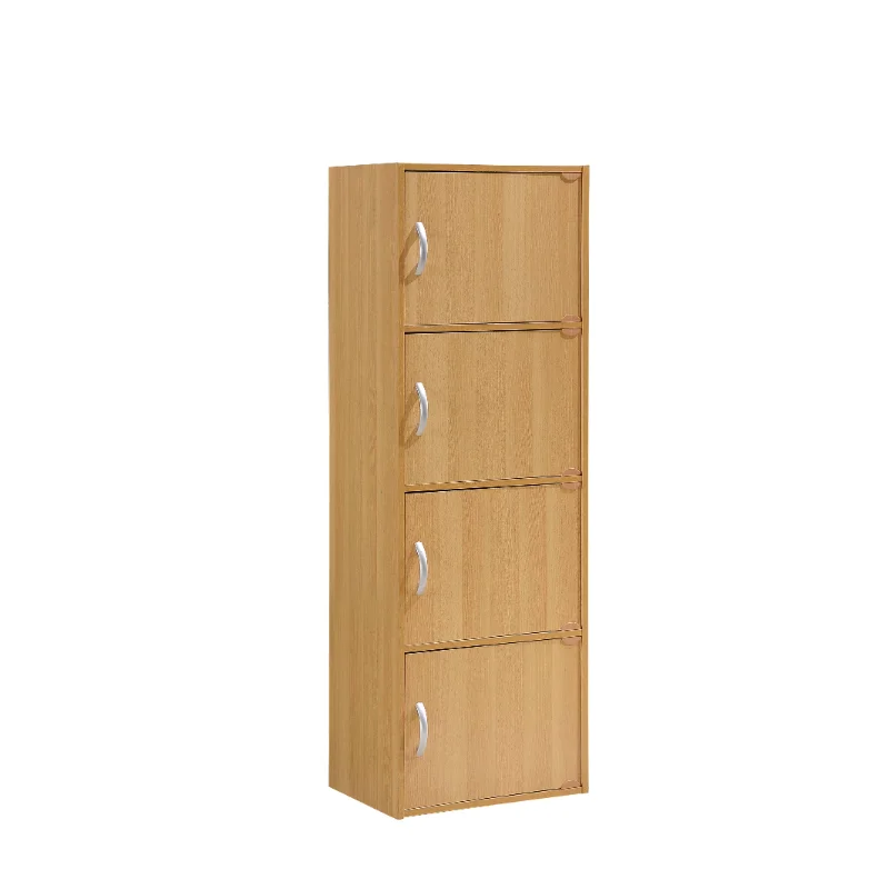 

Hodedah 4 Door Cabinet, Light Brown