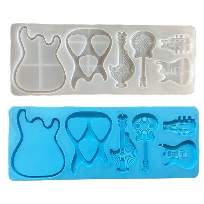 

95AB Handmade Crystal Mold Guitar Plectrums Storage Organizer Resin Casting Mold DIY Crafts Jewelry Case Holder Silicone Mold