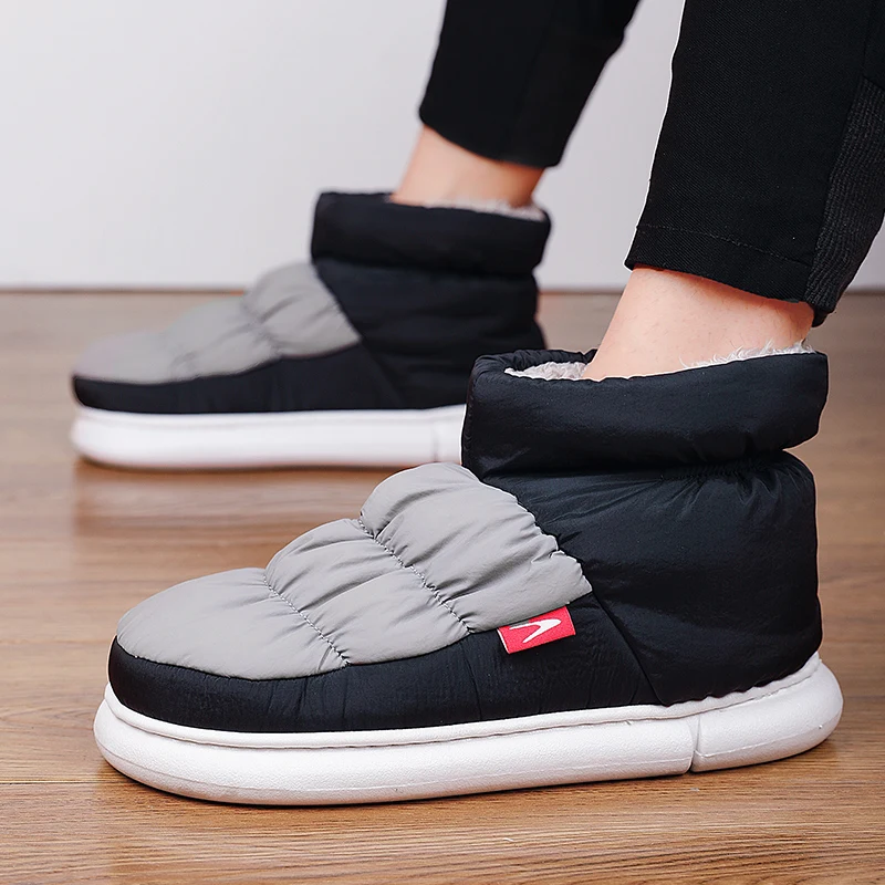 

Теплые женские тапочки, новинка зима 2022, водонепроницаемые и Нескользящие домашние мужские хлопковые тапочки, плюшевая обувь с высоким вер...