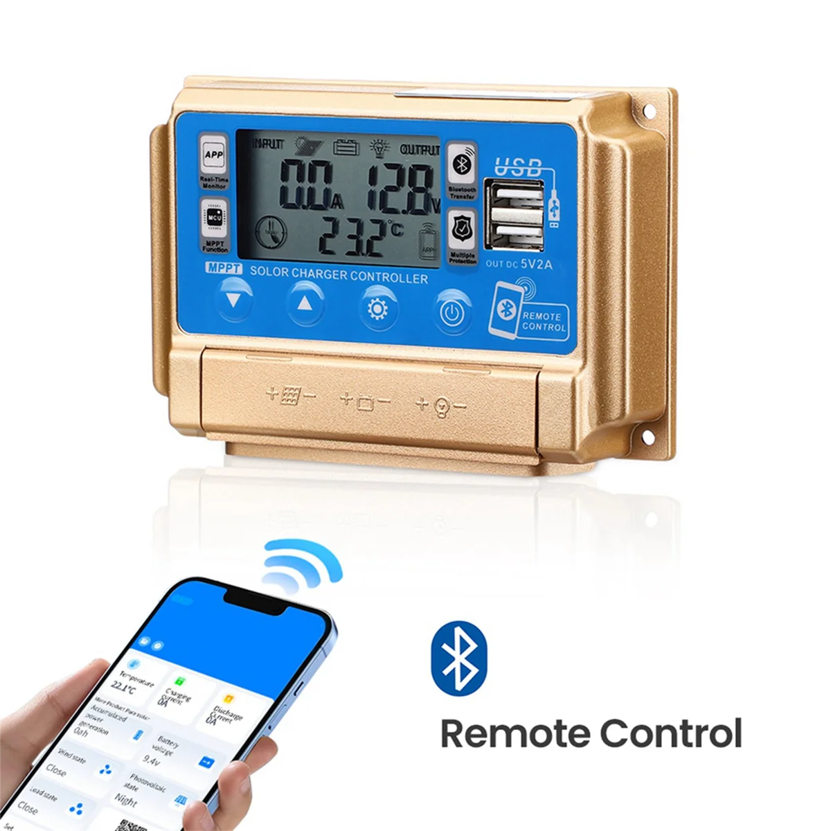 Солнечный контроллер Адаптивный солнечный MPPT с Bluetooth 12 В/24 В Контроллер заряда