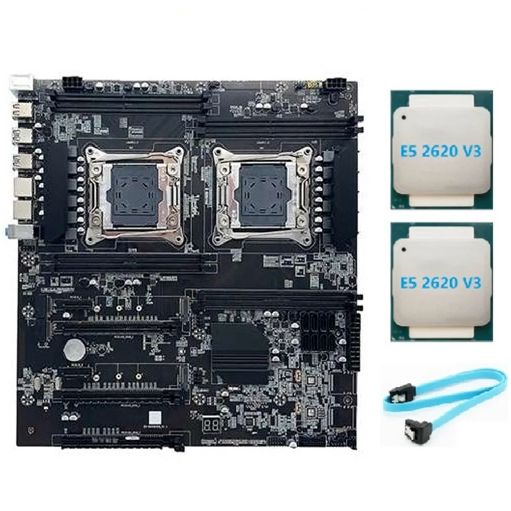

Материнская плата X99 с двумя разъемами, двойной процессор, поддержка памяти RECC DDR4 с процессором 2XE5 2620 V3 и кабелем SATA