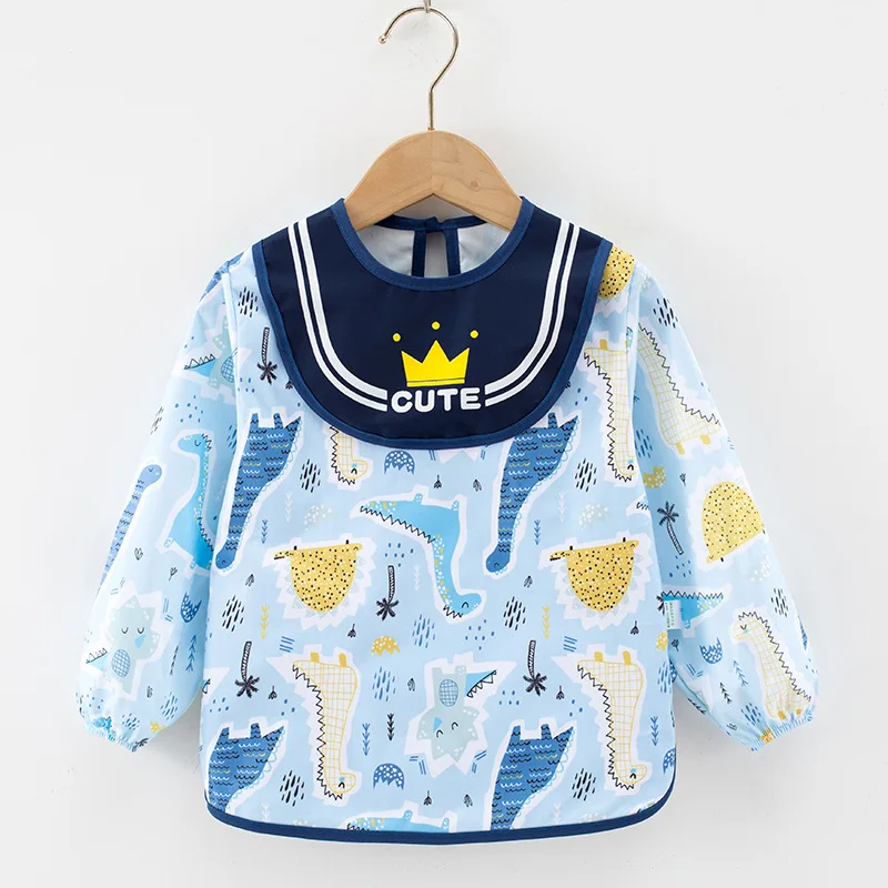 

Baby Bandana Bibs Cute Colorful Cartoon Bibs Waterproof Infant Eating Children Drawing Long Sleeve Apron Baby Self Feeding Bib