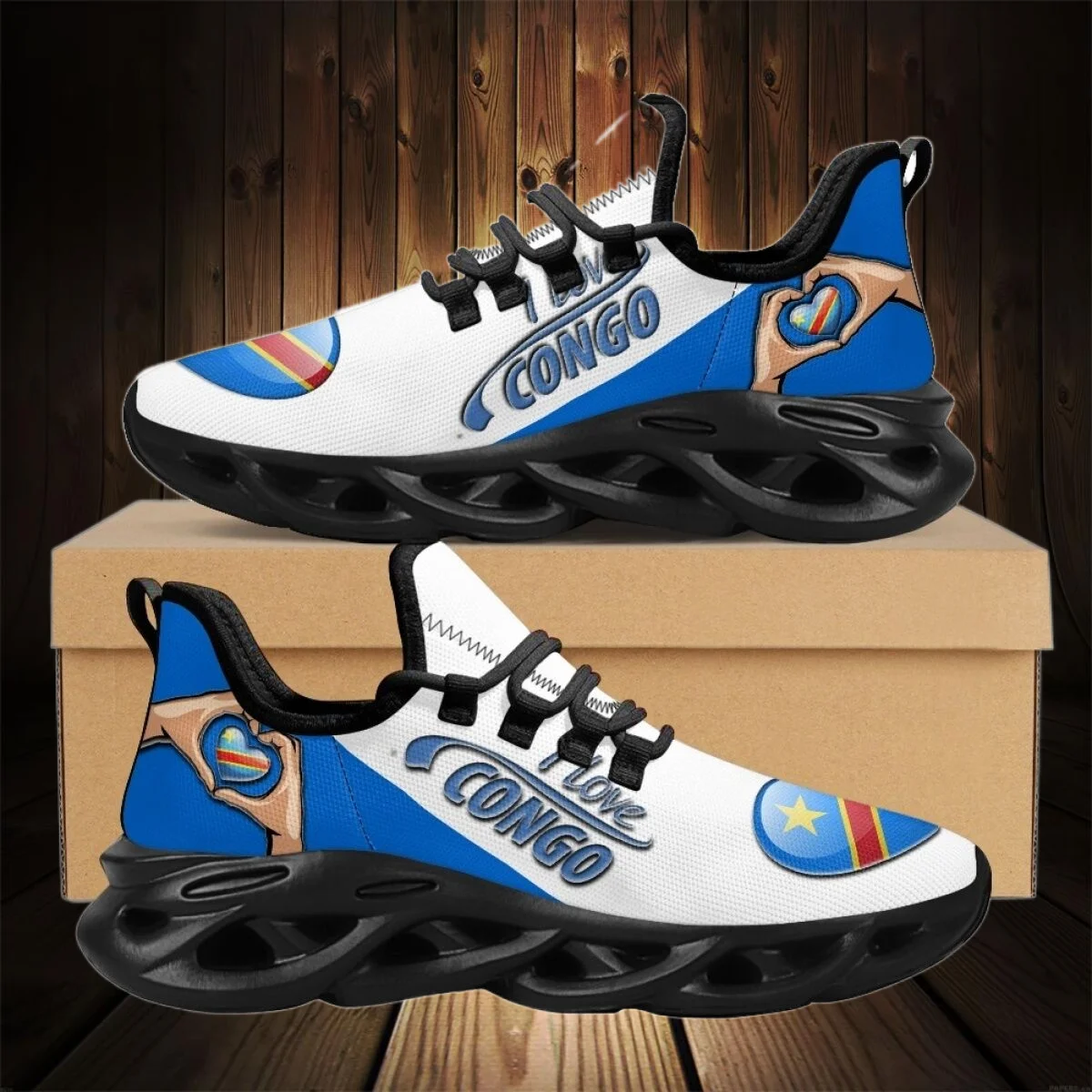 

ELVISWORDS Congo Flag Soft Air Mesh Swing Sneakers High Quality Ladies Platform Shoes for Women Custom Walking Shoe Dropshipping