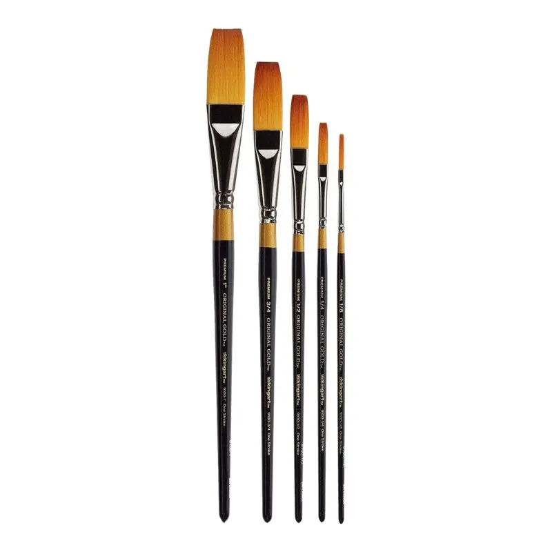 

Makeup brush Kingart Gold - Paint brush set - 5-piece - one stroke - size 1/2 1/8 1/4 3/4 1" Free Shipping