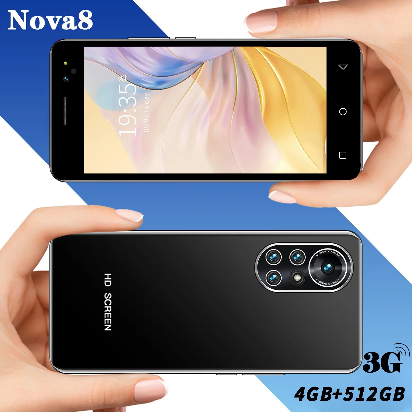 Nova 8 5 5-дюймовый маленький телефон с разблокировкой по лицу полноэкранный Android 0 1 +