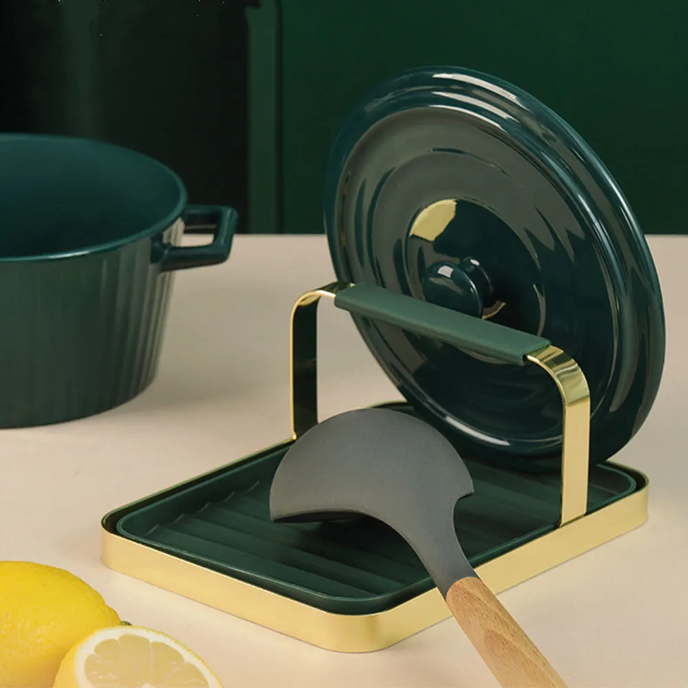 

1X Kitchen Spatula Ladle Shelf Spoon Rest Pot Lid Shovel Holder Storage Rack Strainer Pad Multifunction Spatula Stand Containers