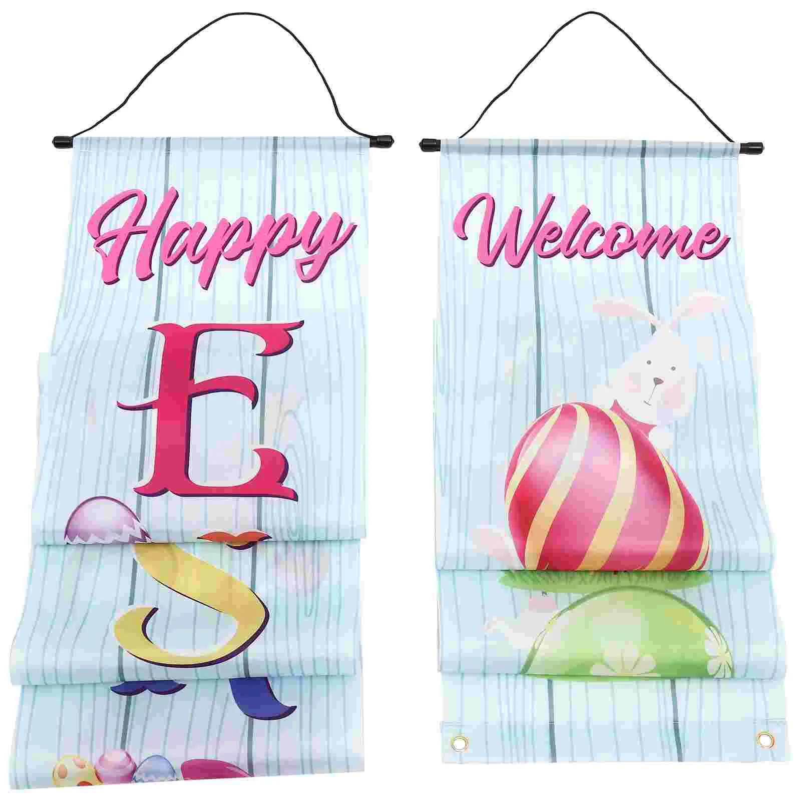 

Easter Door Banner Sign Porch Welcome Couplets Hanging Banners Signs Spring Decoration Couplet Yard Hanger Poster Bunny Decor