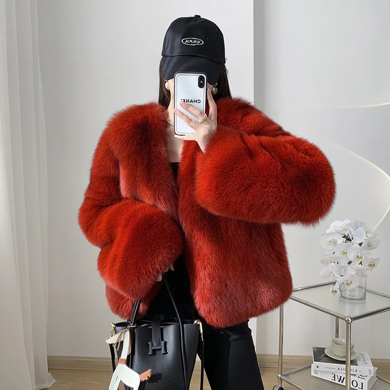 Luxury Real Fur Coat  Whole leather fox fur coat Winter Jacket Women Natural Fox Fur Thick Warm Outerwear Streetwear New Fashion