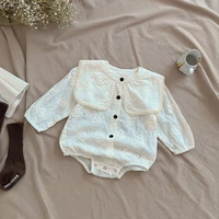 toddler baby girl romper spring autumn floral embroidery large lapel princess bodysuit for infant cotton kids clothes girls 0 3y