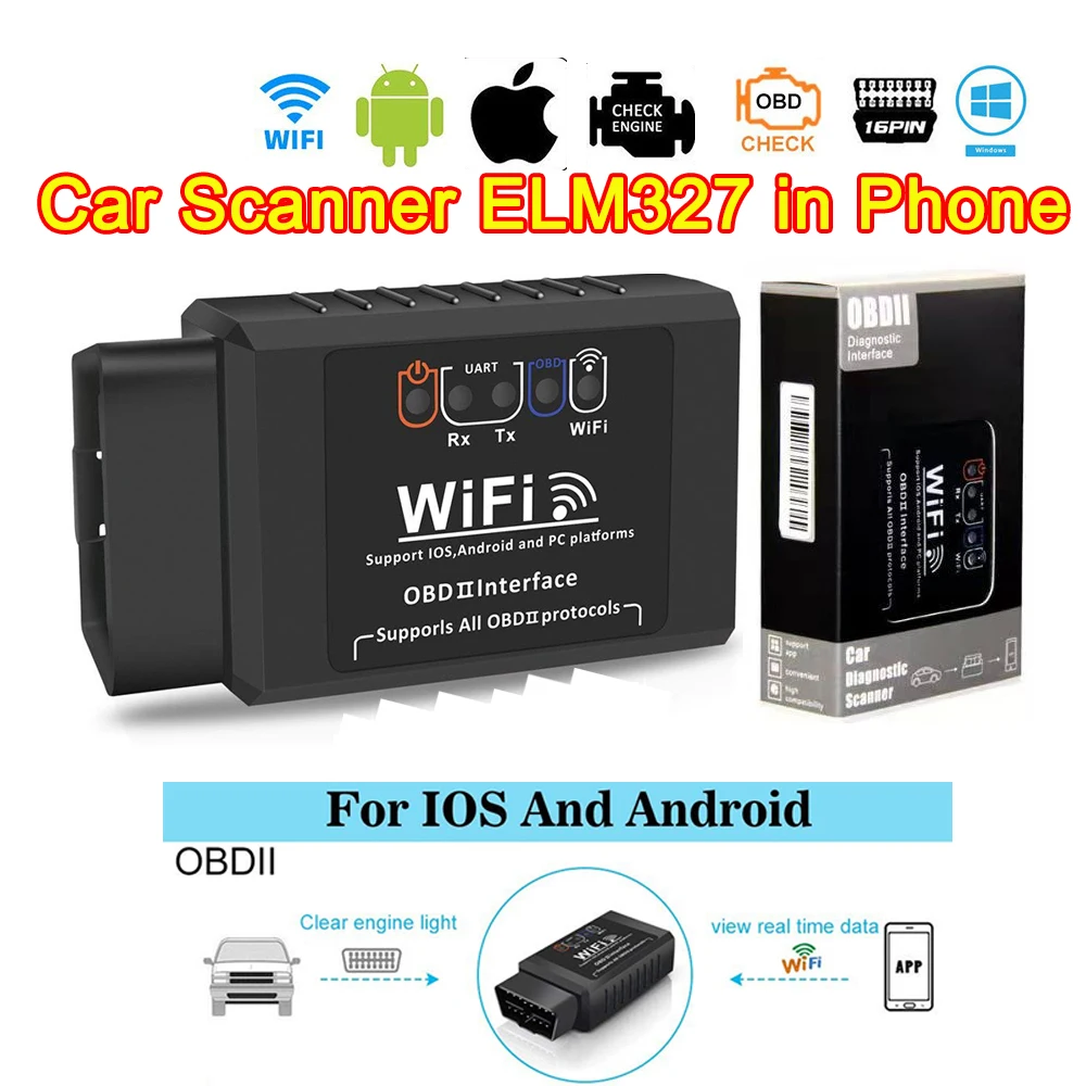 Автомобильный диагностический сканер ELM327 V1.5 WIFI OBD2 для Mercedes Benz W211 W203 W204 W210 W124 AMG W202