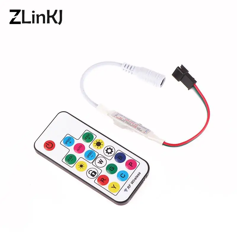 

DC/USB DC5-24V WS2812B WS2811 5050 RGB Led Strip Light Music Controller MINI 17Keys RF Remote Control 370Modes Change