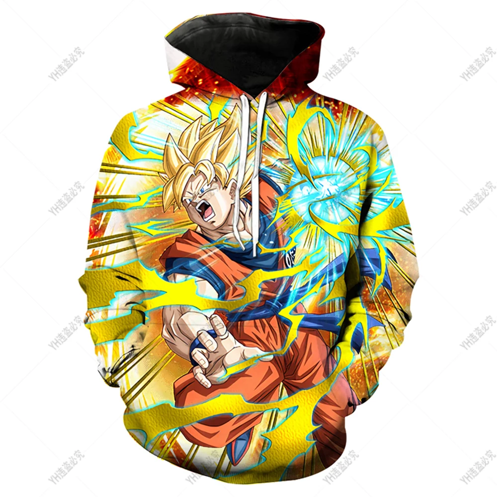 Фото Новая толстовка с капюшоном Dragon-Ball Z, повседневная детская модная толстовка, уличная одежда с 3D принтом, крутой Повседневный Топ с дракониче... №5