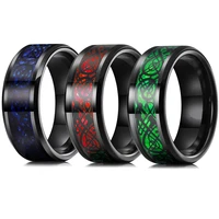 trendy 8mm carbon fiber inlay black tungsten wedding ring for men women stainless steel ring celtic dragon ring men wedding band