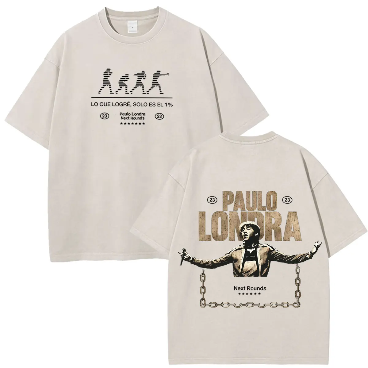 Фото Футболки с принтом Rapper Paulo Londra Tour 2026, винтажные, с эффектом потертости, для мужчин и женщин, модные, хлопковые, свободные, повседневные, оверсайз №1