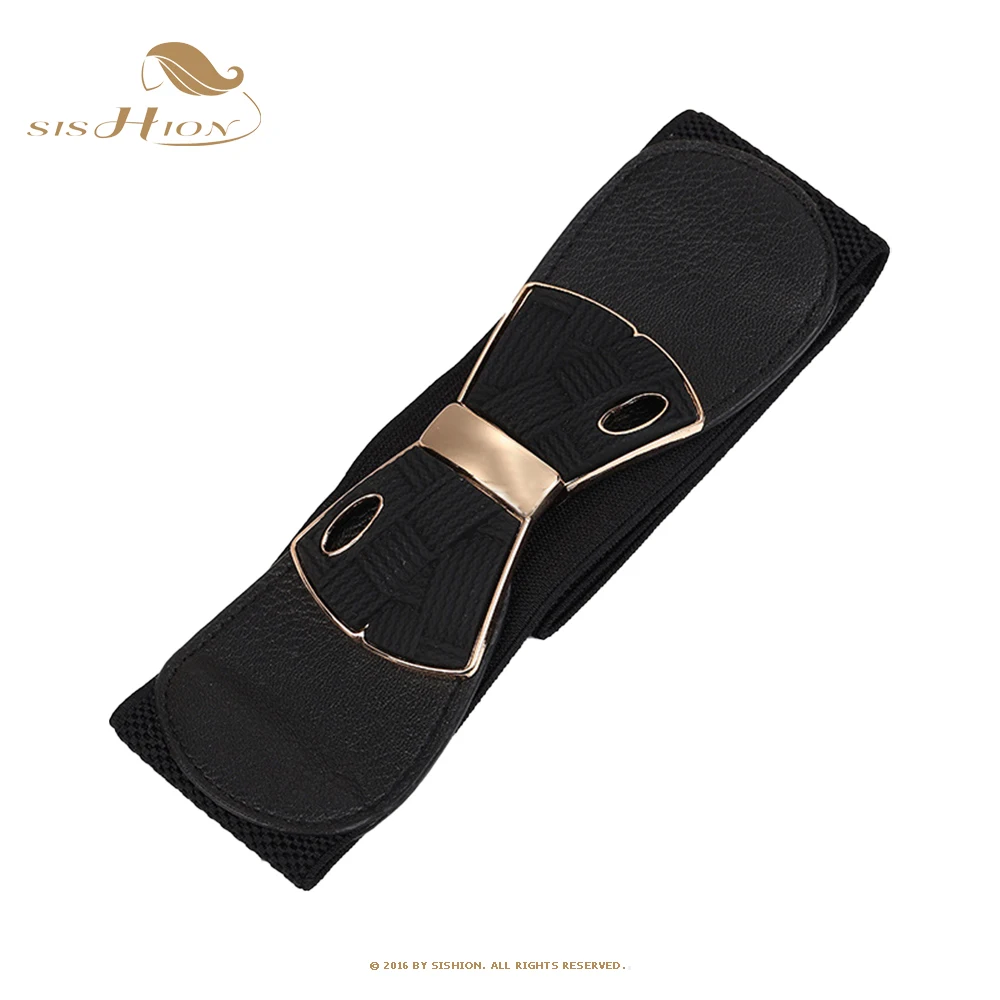 

SISHION Black Punk Vintage Belts Retro Fashion Women Elastic Wide Waist Belts Cinturon Cummerbunds SCB0175