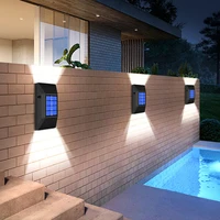 124pcs 6led outdoor solar lights waterproof wall lamps smart solar powered stair fence lights for home patio garden decoration