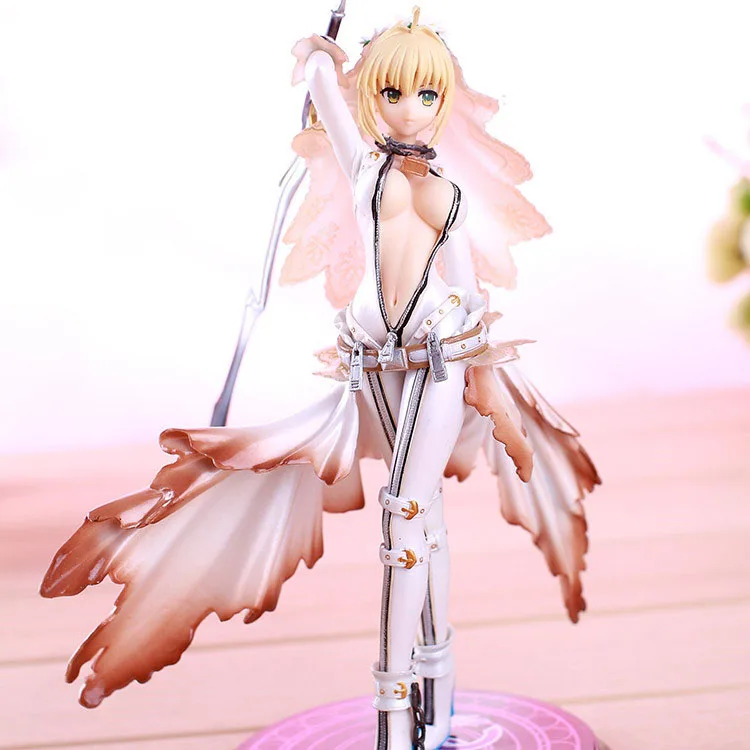 

2022 Fate Stay Night Anime Saber Nero Bride Version saber lily 22cm PVC Action Figure Collection Model Doll Toys Gift