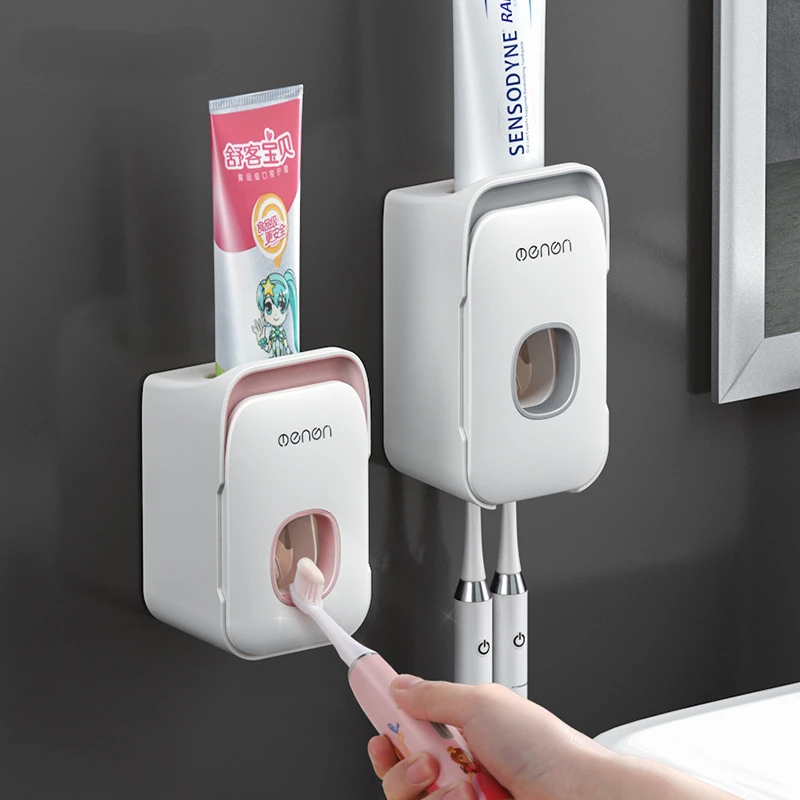 

Creative Wall Mount Automatic Toothpaste Dispenser Bathroom Accessories Waterproof Lazy Toothpaste Squeezer Toothbrushes Holder