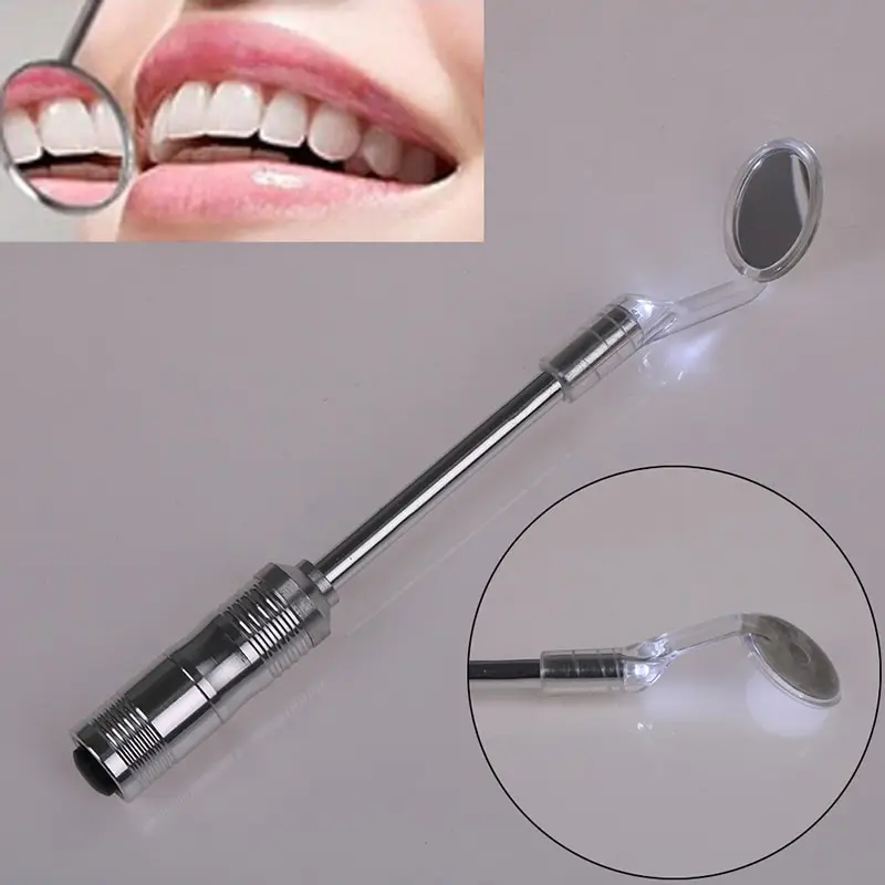 

Dentist Mouth Mirror With LED Light Bright Durable Dental Teeth Whitening Mirror Oral Health Care Tool Reusable Mini Handle