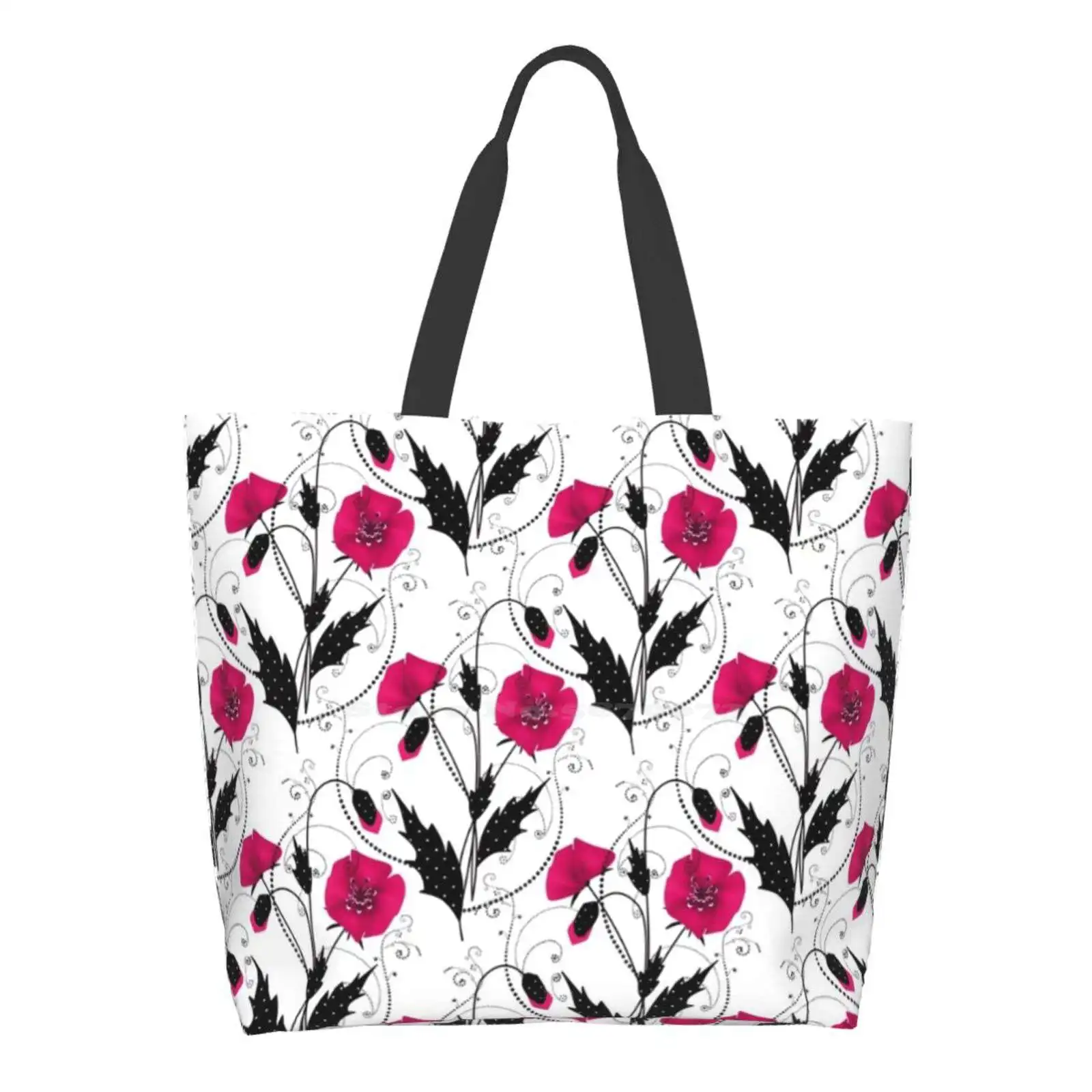 

The Pattern Is Floral Abstract. High Quality Large Size Tote Bag Seamless Seamless Pattern Black White Beautiful Pattern