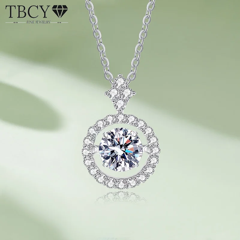 

TBCYD 1CT Round Brilliant Cut Moissanite Pendant Necklace For Women 925 Sterling Silver Sparkling Diamond Neck Chain Jewelry