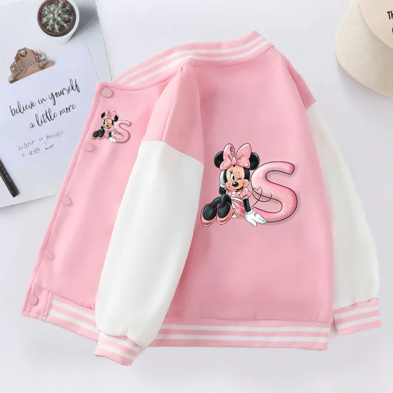 Пальто для маленьких девочек Disney с Минни Маус бейсбольная куртка надписью A-Z