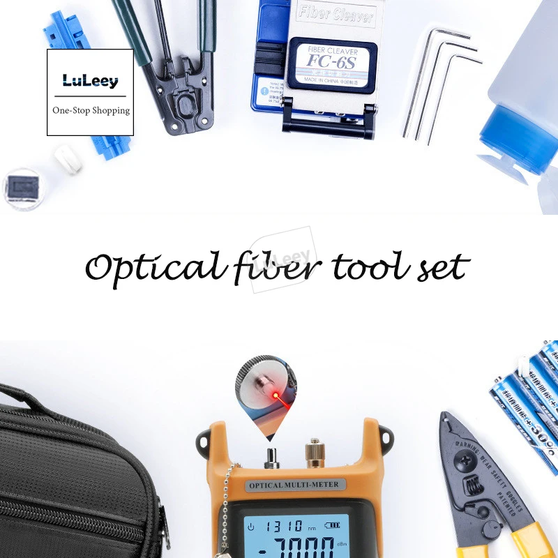 9PCS/1set FTTH Fiber tool box Cold Connection Toolkit Optical Cable Optical Power Meter Red Light Fiber Optical Cleaver