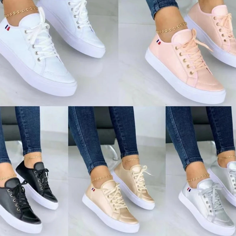 Women Sports Shoes Lady Vulcanized Shoes Outdoor Platform Shoes Female Casual PU Fashion Sneakers Woman Flats Ladies Loafers