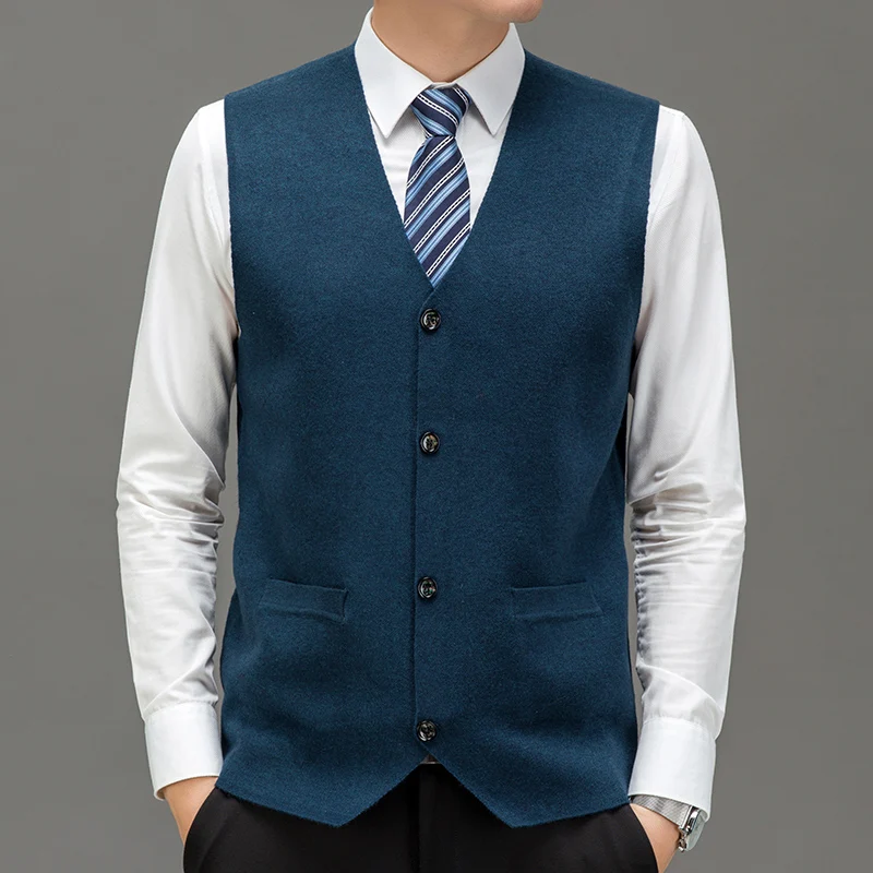 Мужской кардиган жилет новинка 2024 однобортный вязаный классический свитер с