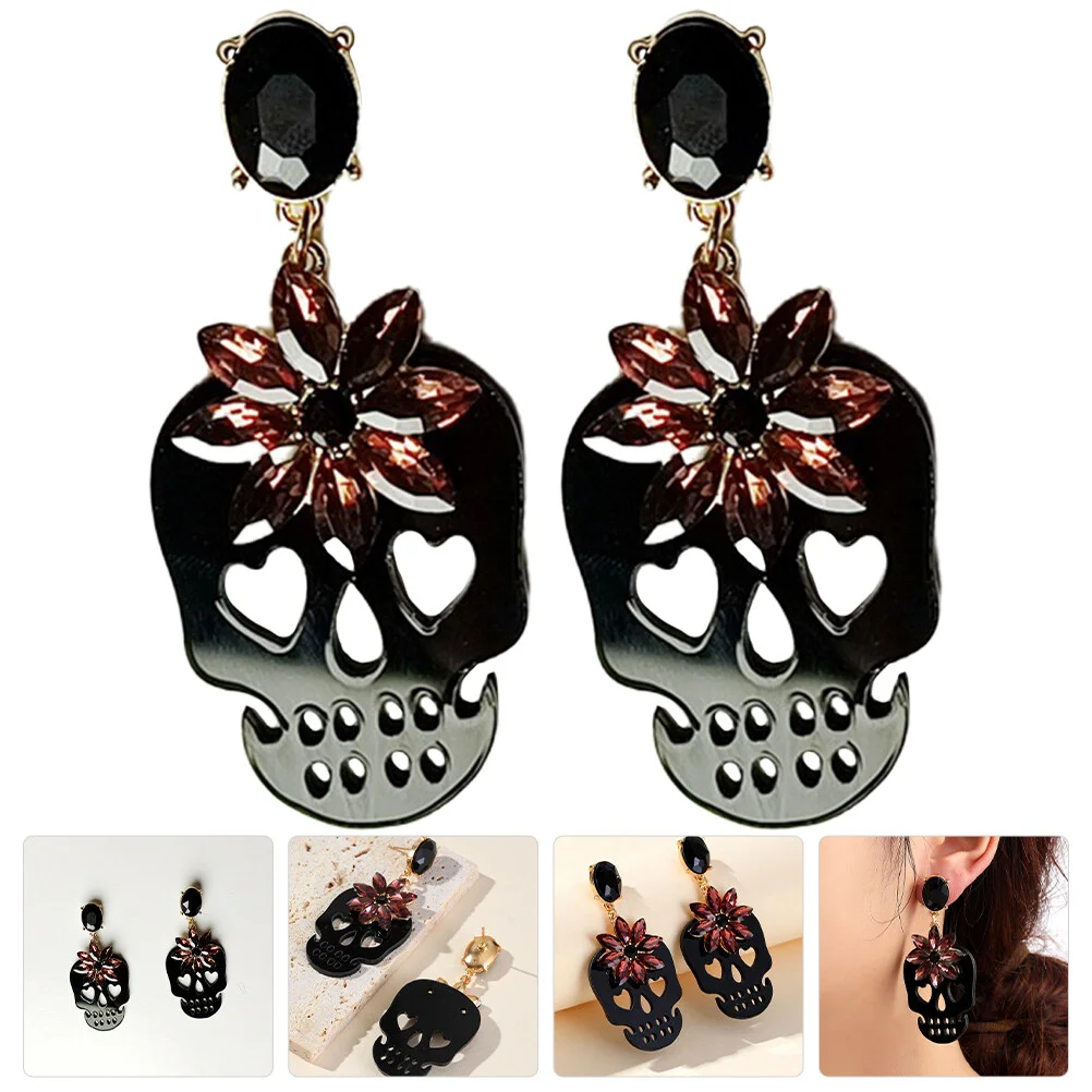 

Trendy Earrings Gothic Women European Fashion Dangle Earrinsg Alloy Dangling Costume Jewelry Rhinestone