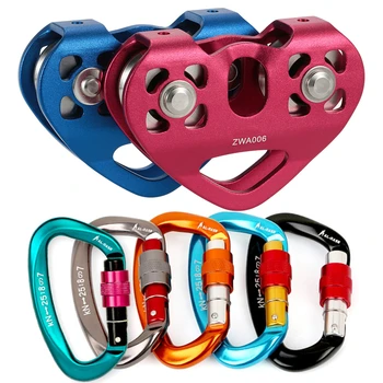 Lixada 30KN Cable Trolley Pulley with Ball Bearing Outdoor Rock Ice Climbing Accessories Caving Rescue Aluminum Alloy Pulley 1