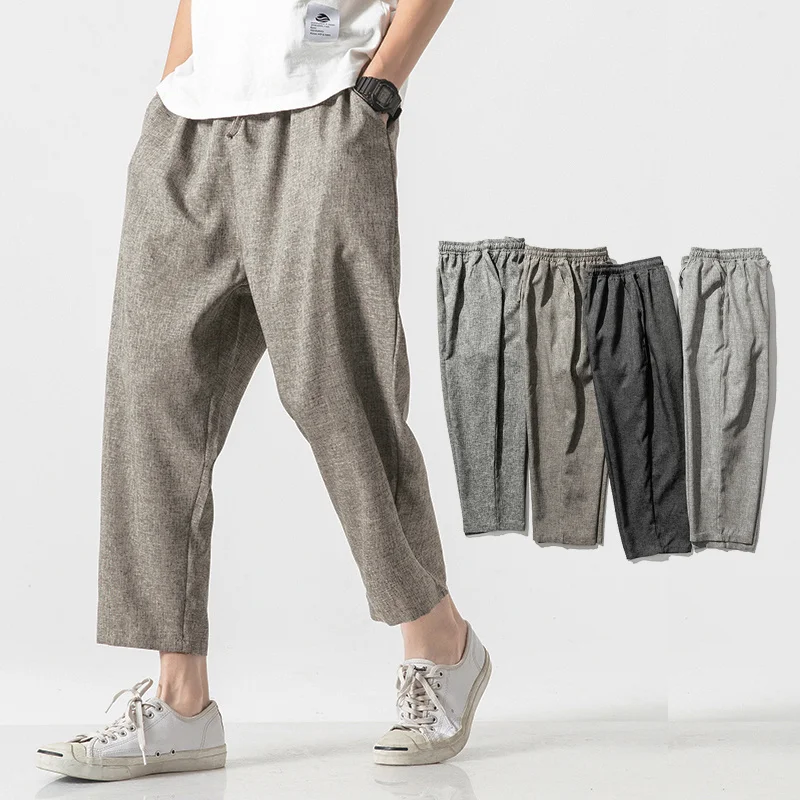 

Chinese Harajuku Men's Wide Leg Pants Legs 2019 Straight Leg Occasionally Straight Hip Hop-Long Summer Pants