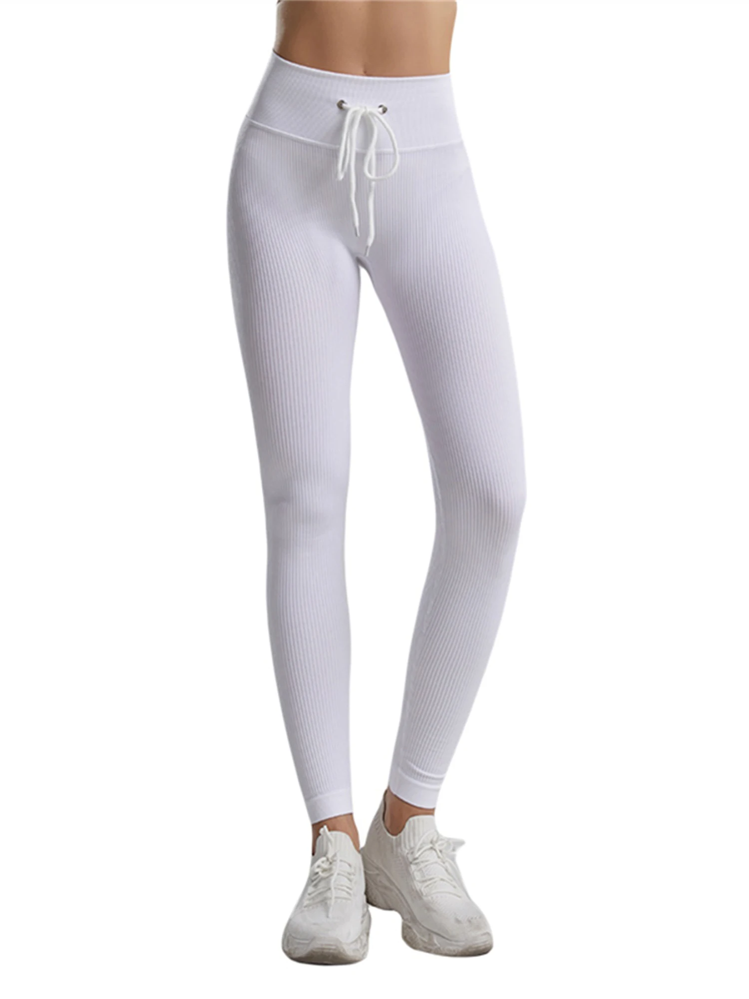 

Women s Yoga Leggings Butt Lifting High Waist Gym Leggings Ribbed Workout Leggings Sports Running Pants with Drawstring
