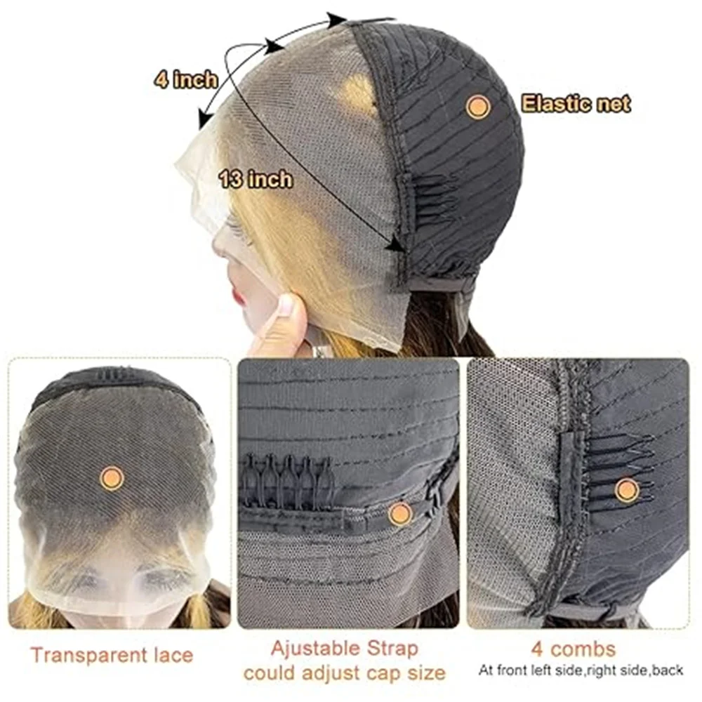 Шоколадно-коричневый короткий боб с глубокой волной 13x4 прозрачные парики