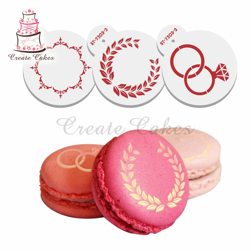 

3pcs/set Diamond Ring Stencil for Cookie Decorating Tools Cake Lace Stencils Cake Decorating Fondant Holly Cookie Stencils
