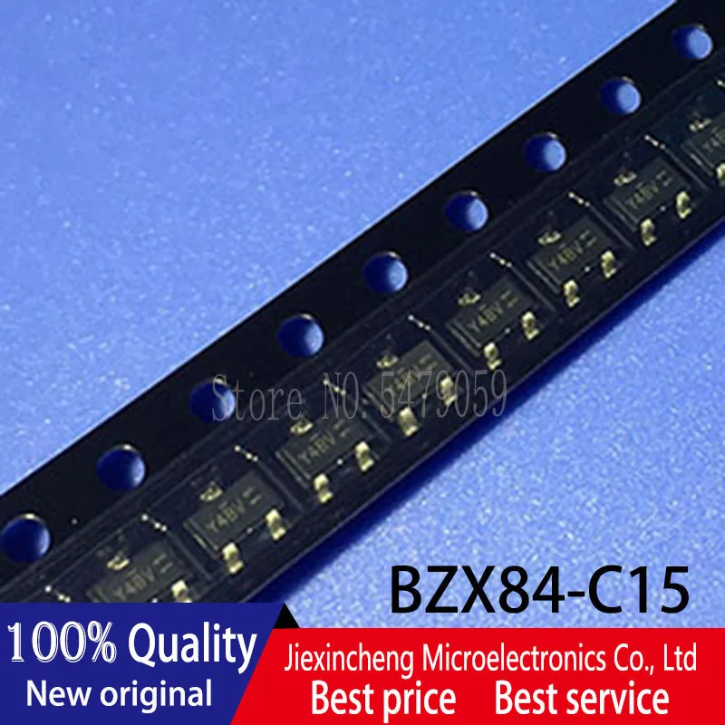 

50PCS BZX84-C15 marking:Y4W Y4 BZX84C15 BZX84 15V SOT23-3 New original