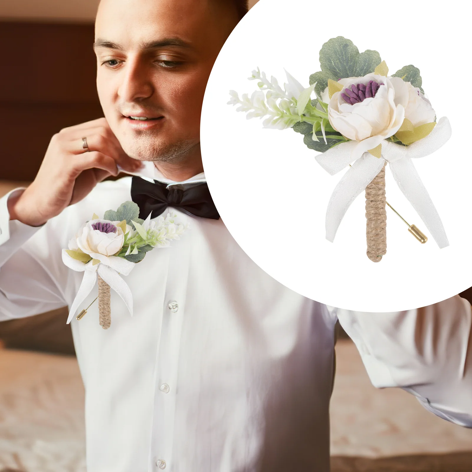 

Wedding Flowers Groom Artificial Boutonniere Decor Party Photographic Props Men