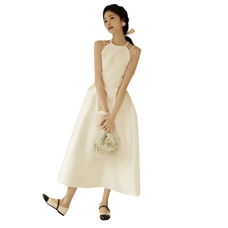 Легкое свадебное платье во французском стиле маленькое простое белое в