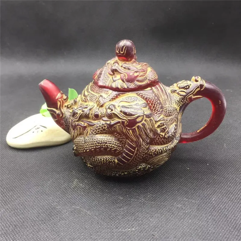 

Chinese Handicraft Handwork Red Amber Dragon Teapot Wine Pot Water Pot Mascot Auspicious Geomancy Decoration