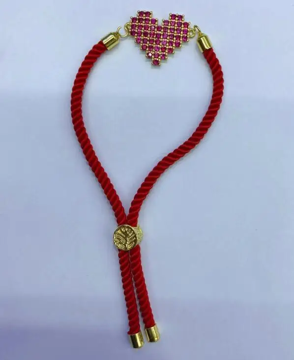

red heart Charm Braided Chain for Men Gold Micro Pave Zircon Bracelets Milanese Rope Wristband Boho Couple Bracelet fs4s