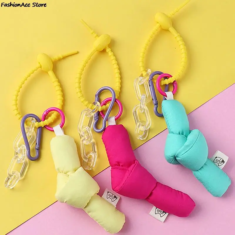 

Creative Candy Color Key Hook Black And White Key Chain Twist Knot Pendant Female Lattice Bag Pendant Cloth Schoolbag Accessor
