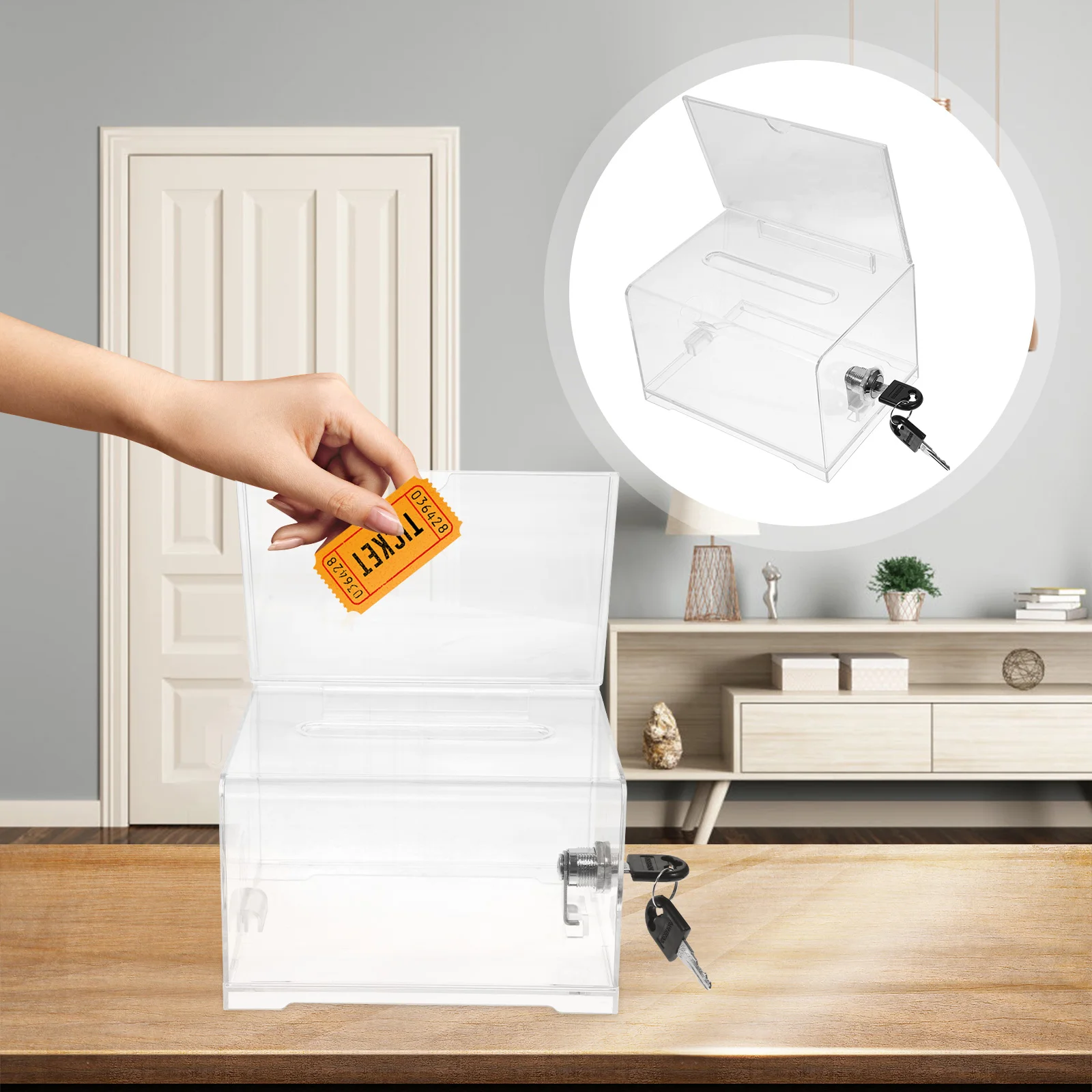 

Boxfor Storage Donation Acrylic Trading Ballot Lotteryboxes Suggestion Raffle Clear Wedding Business Fundraising Drawing Case