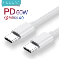 kuulaa pd60w usb type c to usb type c cable qc 4 0 3 0 fast charge usbc cable data wire for samsung s20 xiaomi 10 huawei oneplus