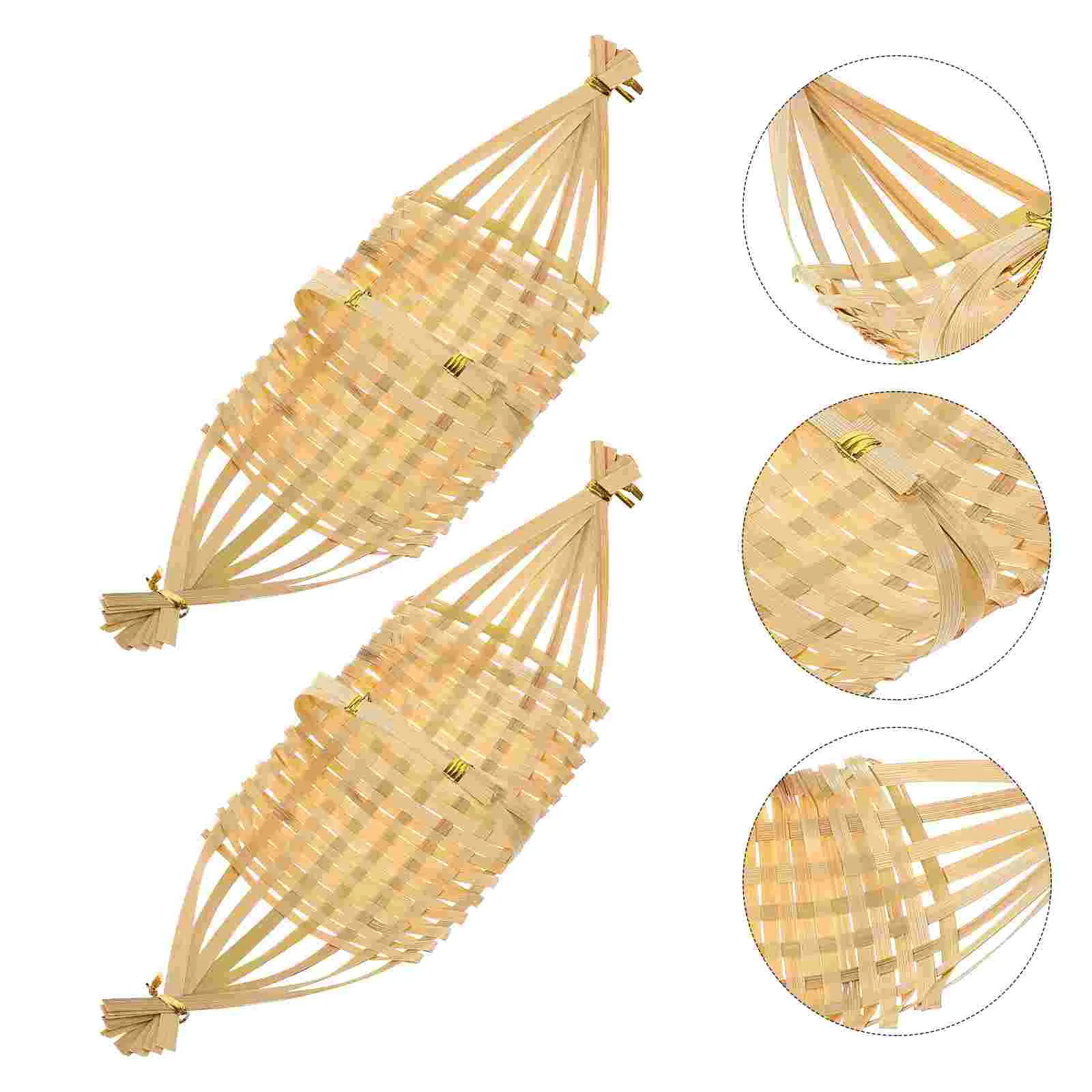

2pcs Chinese Bamboo Woven Baskets Food Serving Plates Bamboo Made Baskets
